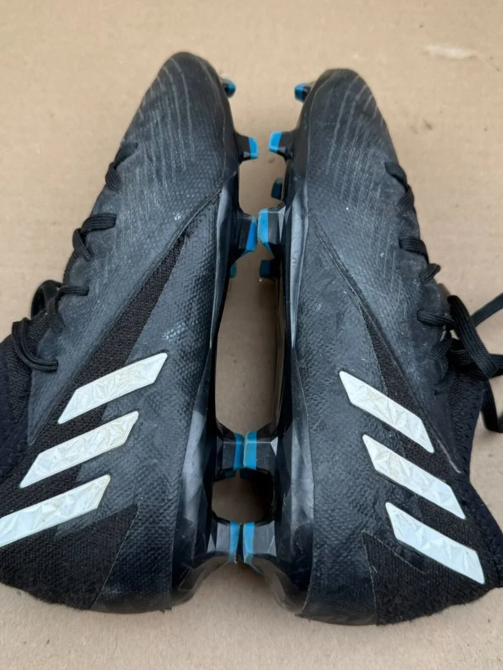 Adidas Predator Soccer Cleats Youth Size 3 Black Blue Firm Ground GW2300